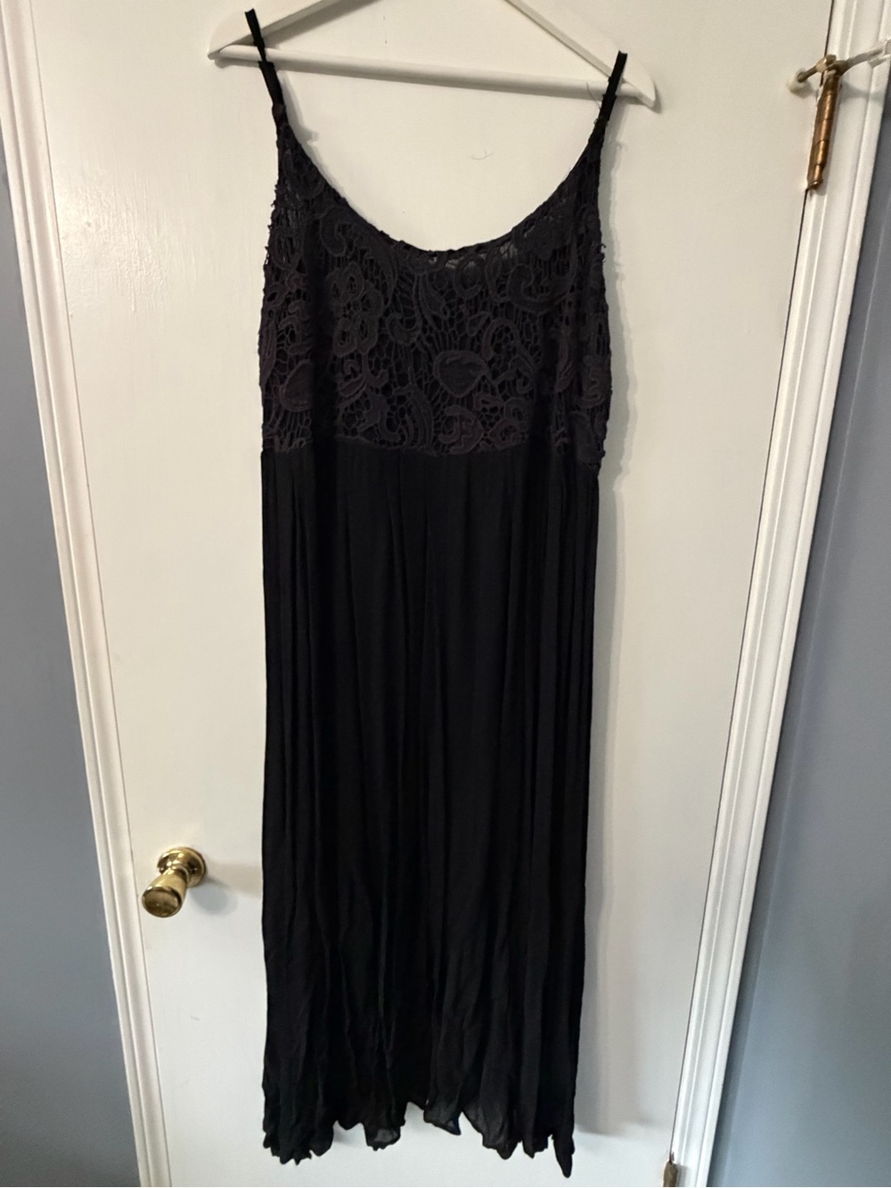 Michel Studio Black Lace-Top Maxi Dress